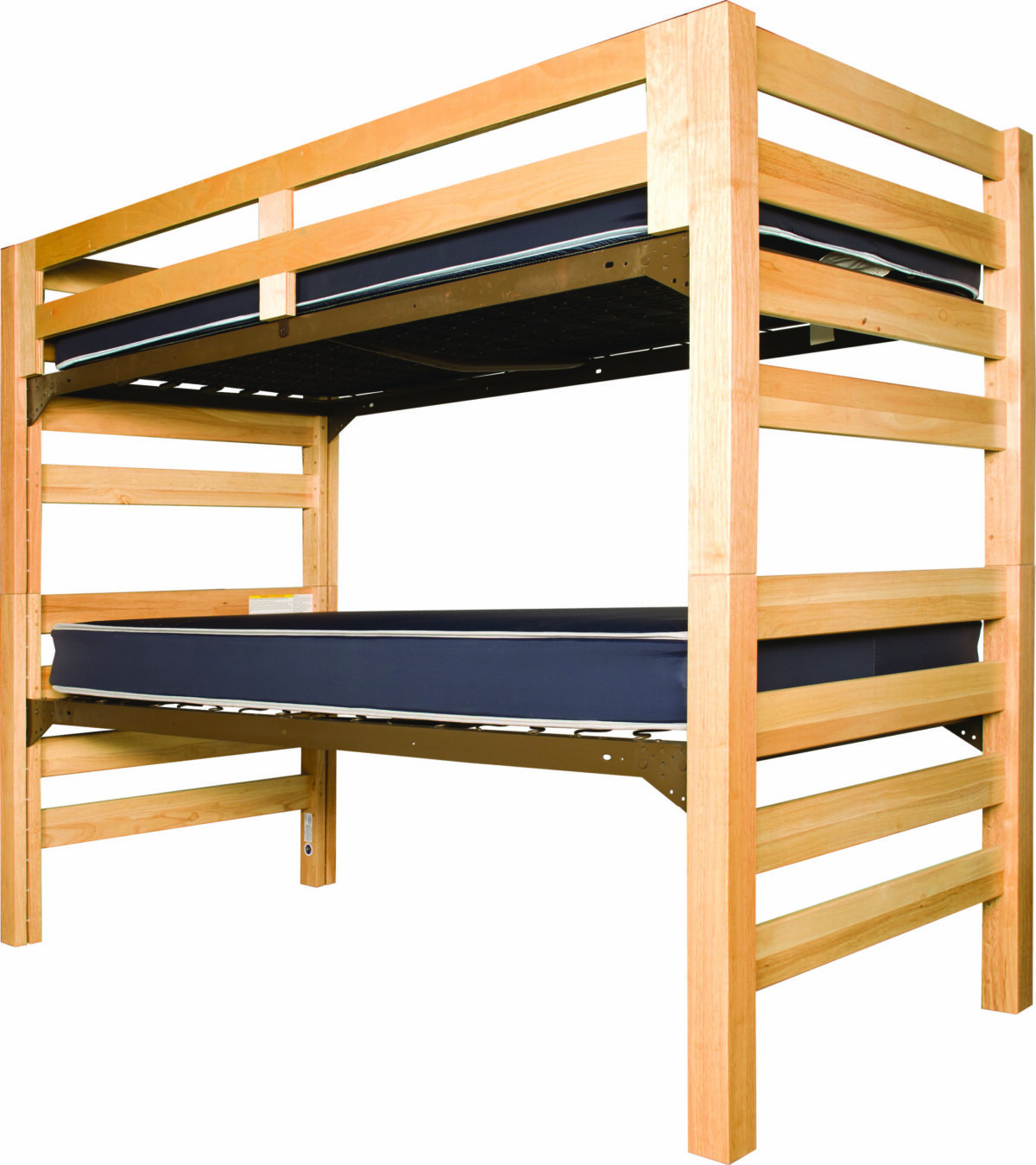 Bunk bed with springs and wood guardrail