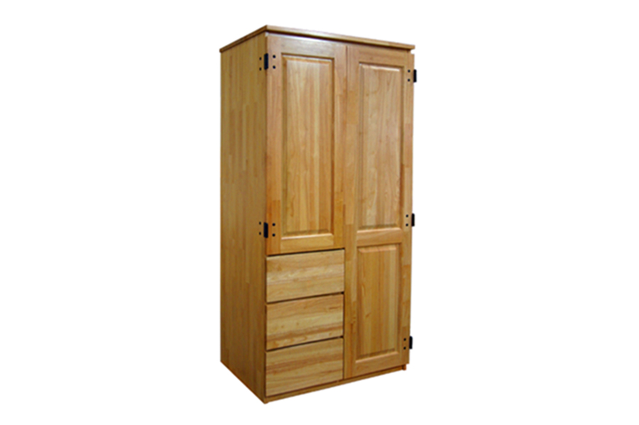 Storeinuk Modern 3-Door 3-Drawer Wardrobe,Modern Solid Pine Wood Wardrobe with Large Triple Clothes Storage ClosetBedroom Furniture Oak